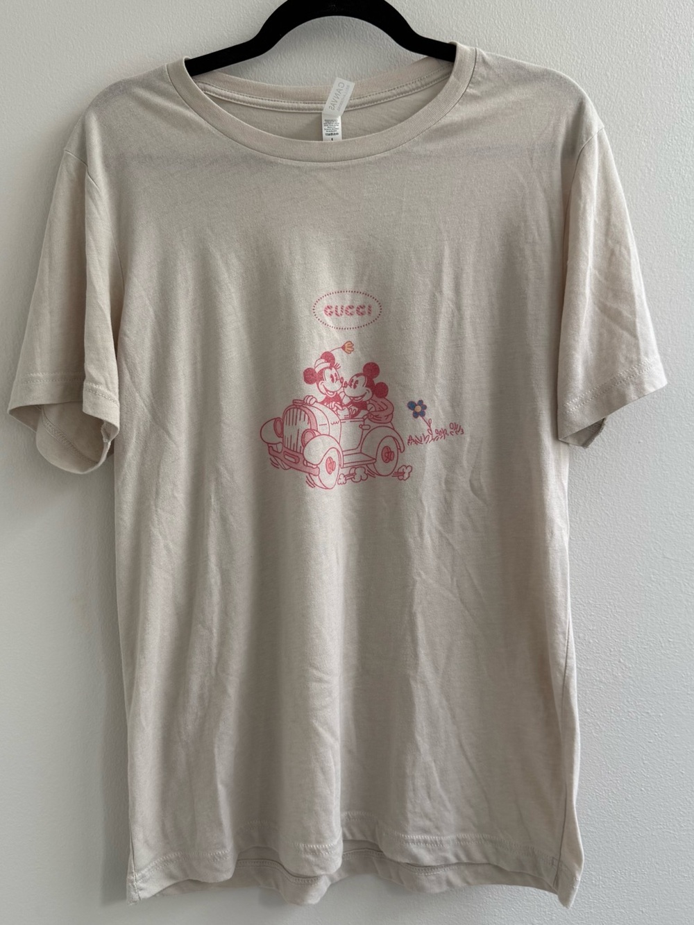 Disney Beige Graphic Tee with Pink Print